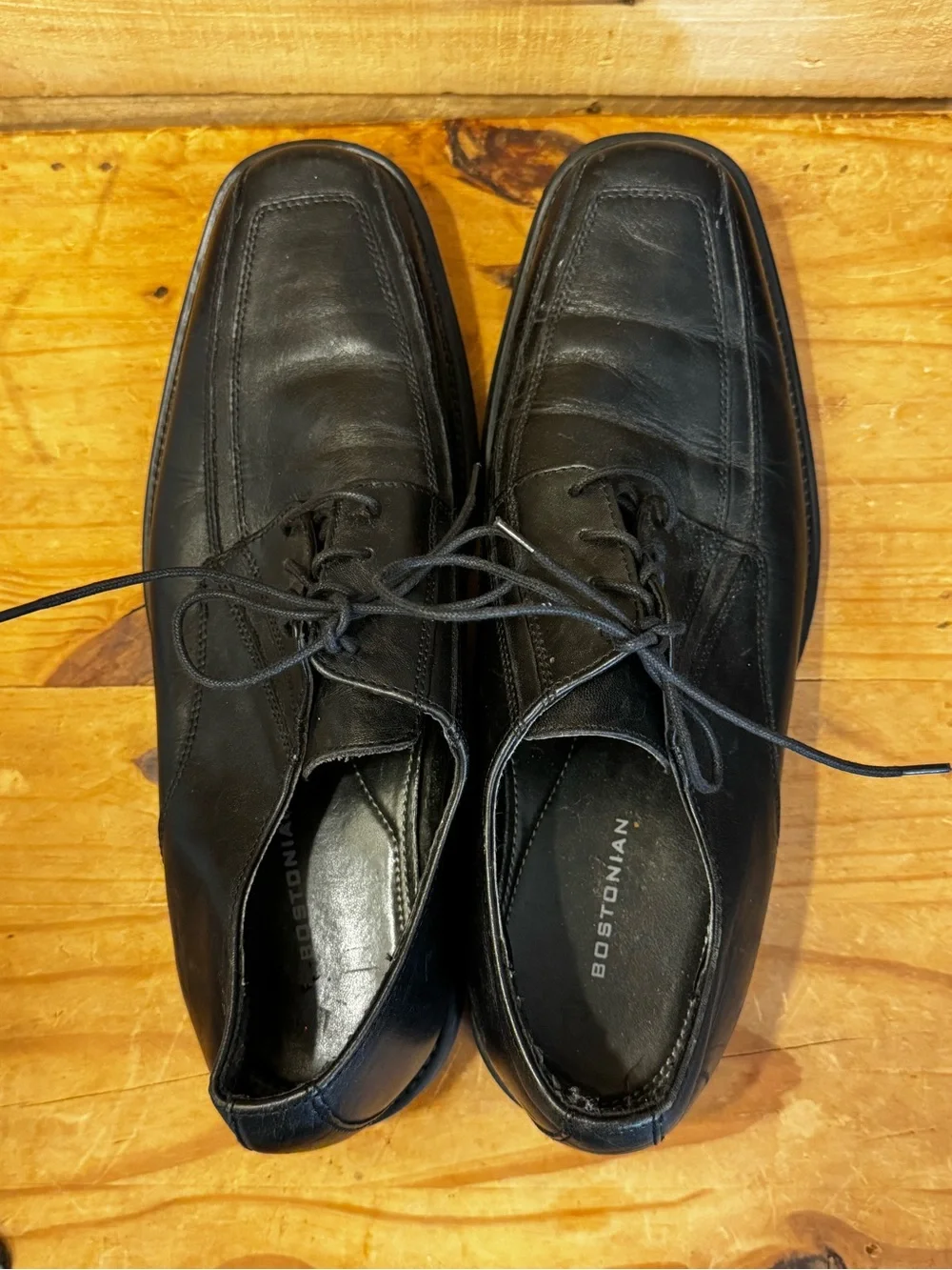 Bostonian Men’s Black Leather Square Toe Lace-Up Dress Shoes - Size 10